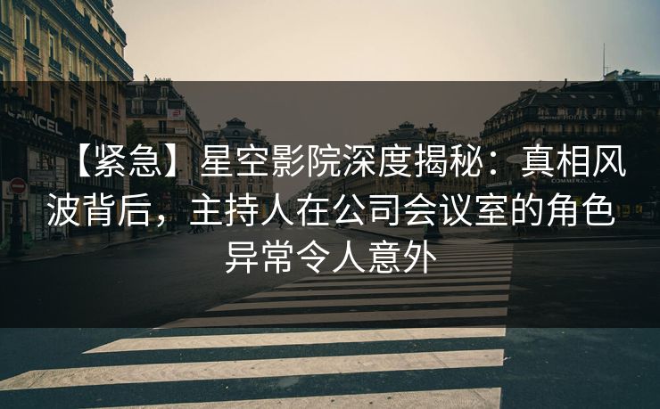 【紧急】星空影院深度揭秘:真相风波背后,主持人在公司会议室的角色异常令人意外 【紧急】星空影院深度揭秘:真相风波背后,主持人在公司会议室的角色异常令人意外