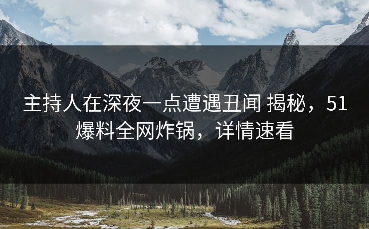 主持人在深夜一点遭遇丑闻 揭秘，51爆料全网炸锅，详情速看